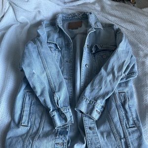 Oversized distressed jean jacket